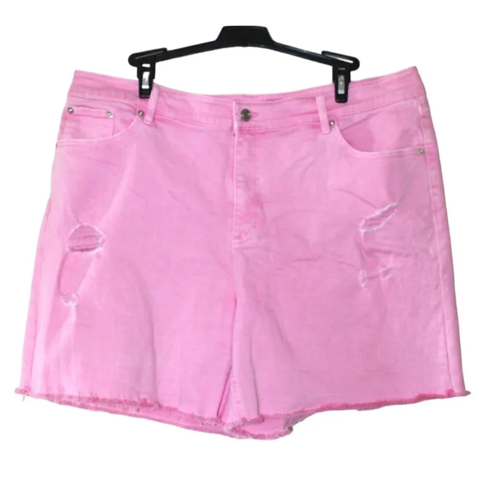 Candace Cameron Bure Pink women's short Size 16 summer high waist Distressed